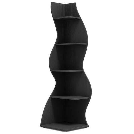 Tribesigns Modern Wooden Corner Bookshelf And Plant Display Stand