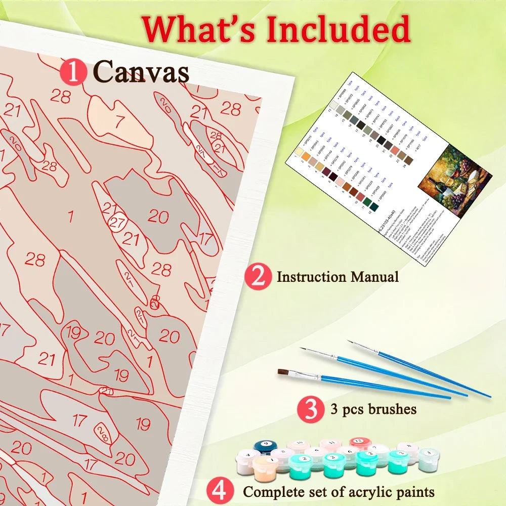 Adult Paint By Numbers Canvas Art Kit With Quality Craft Supplies
