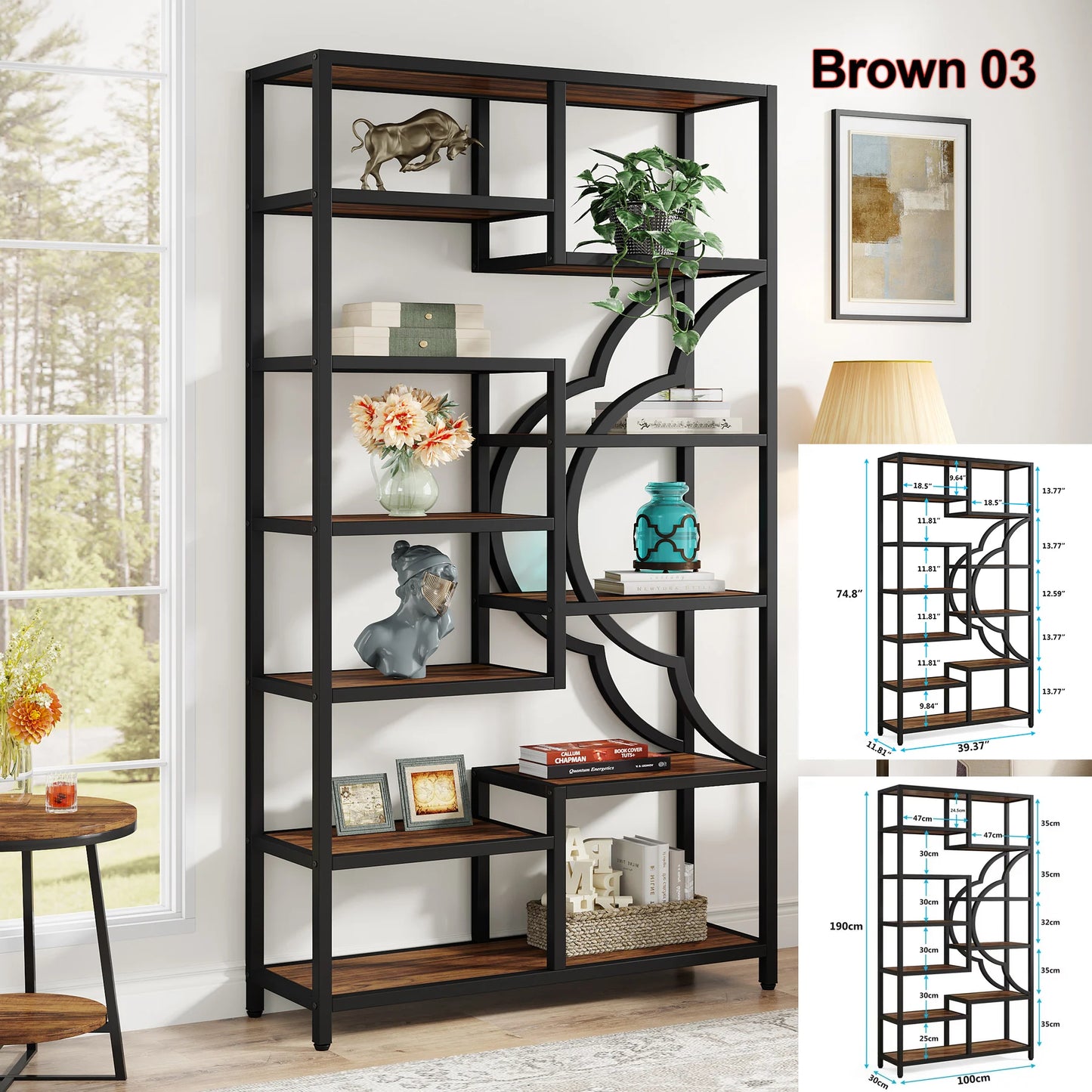 Tribesigns Industrial 5 Tier Bookshelf Freestanding Display Shelving Unit