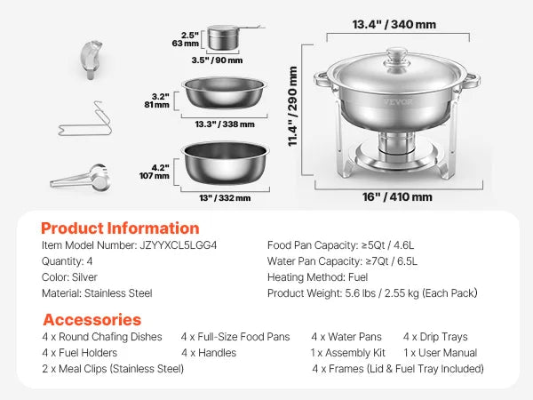 Succebuy Stainless Steel Chafing Dish Buffet Set Catering Warmer
