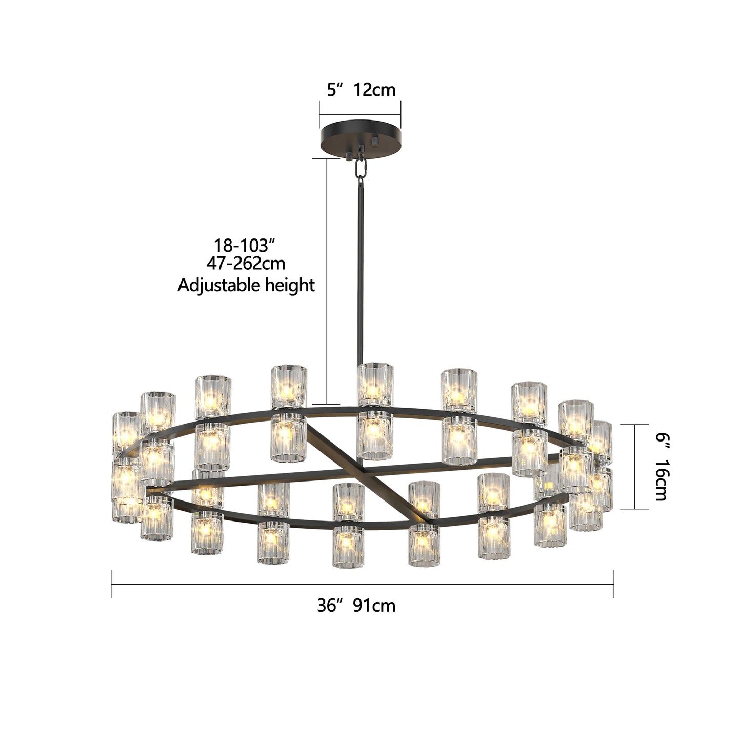 Zhikea Modern Crystal Chandelier Pendant Ceiling Light