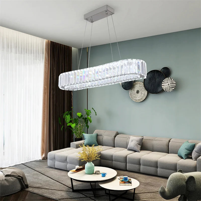 GreeLustr Modern K9 Crystal Oval Ring LED Pendant Light