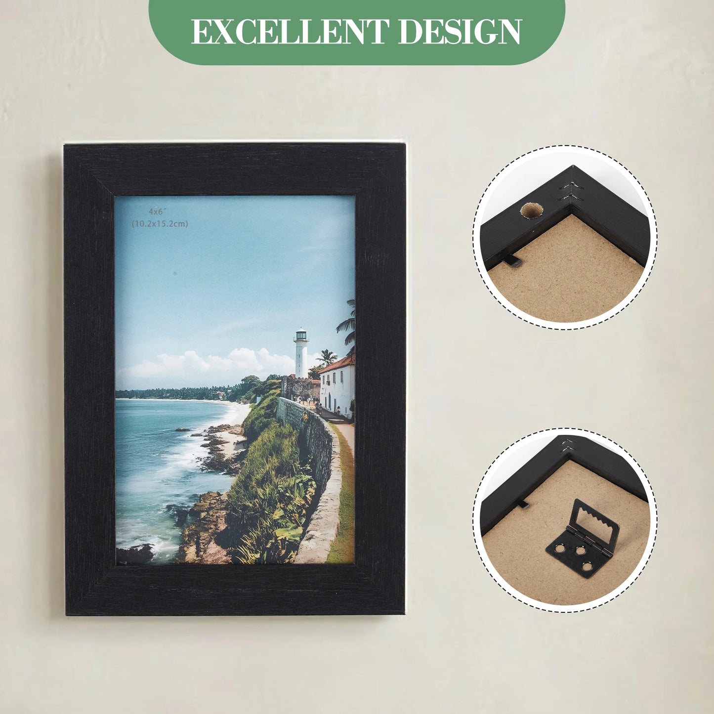 Modern Collage Photo Frame Set With Shatterproof Glass For Walls