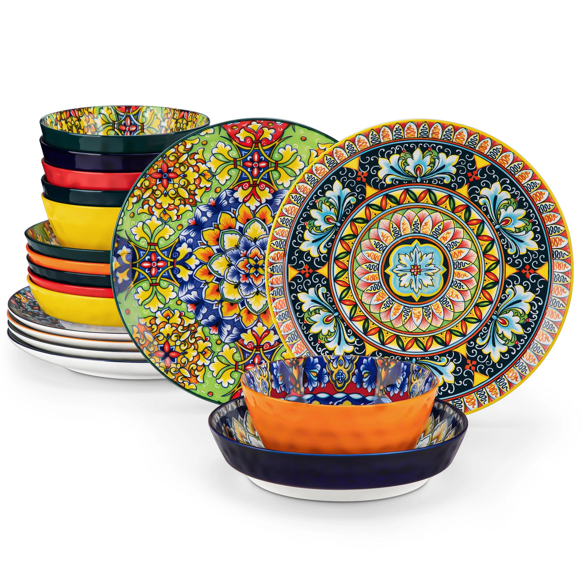 Malacasa Bohemian Stoneware Ceramic Dinnerware Collection