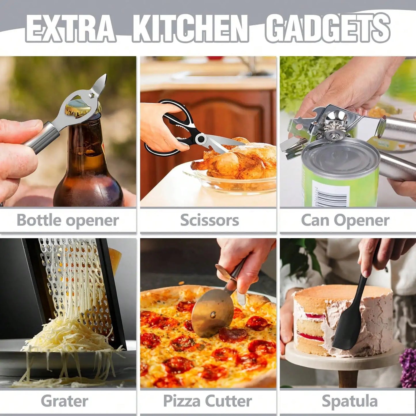 Heat Resistant Silicone Kitchen Utensils Set With Wooden Handles