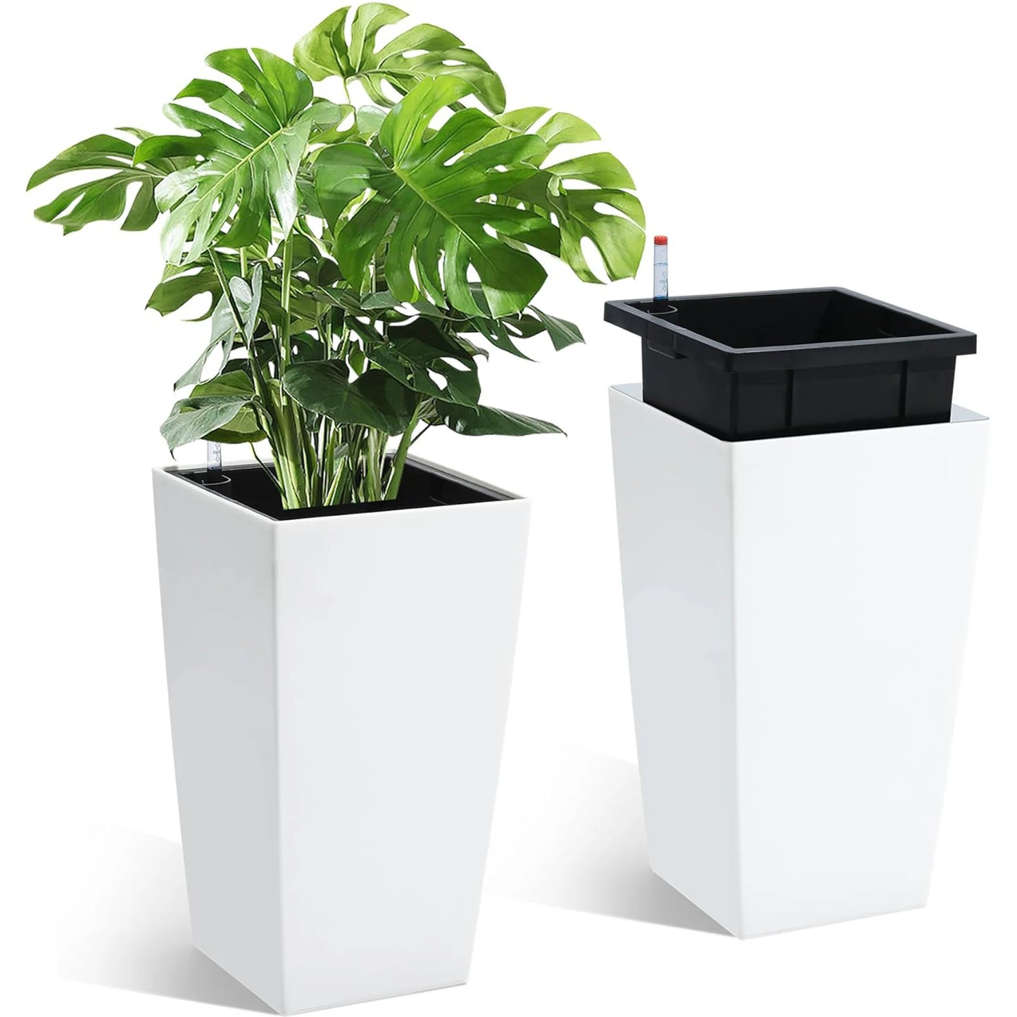 HiMISS Self Watering Planters Set Indoor Outdoor Flower Pots With Drainage