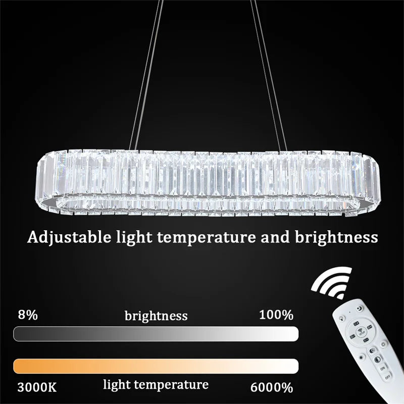 GreeLustr Modern K9 Crystal Oval Ring LED Pendant Light