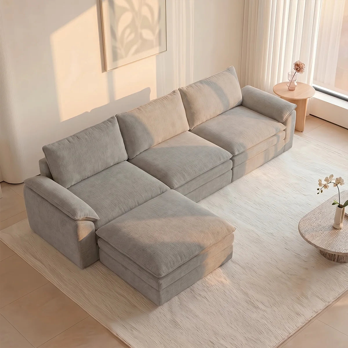 Modern Cloud Modular Sofa Set With Integrated Plush Foam Pillows