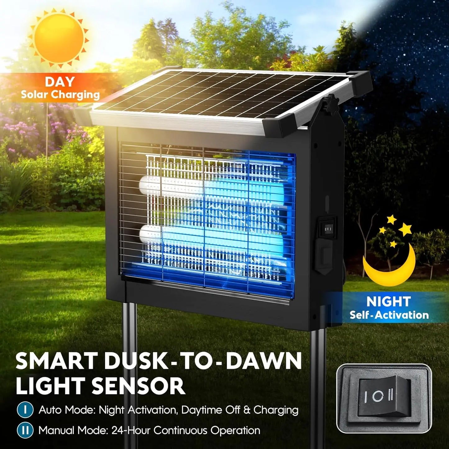 Solar Outdoor Electric Bug Zapper With Automatic Sensor For Gardens