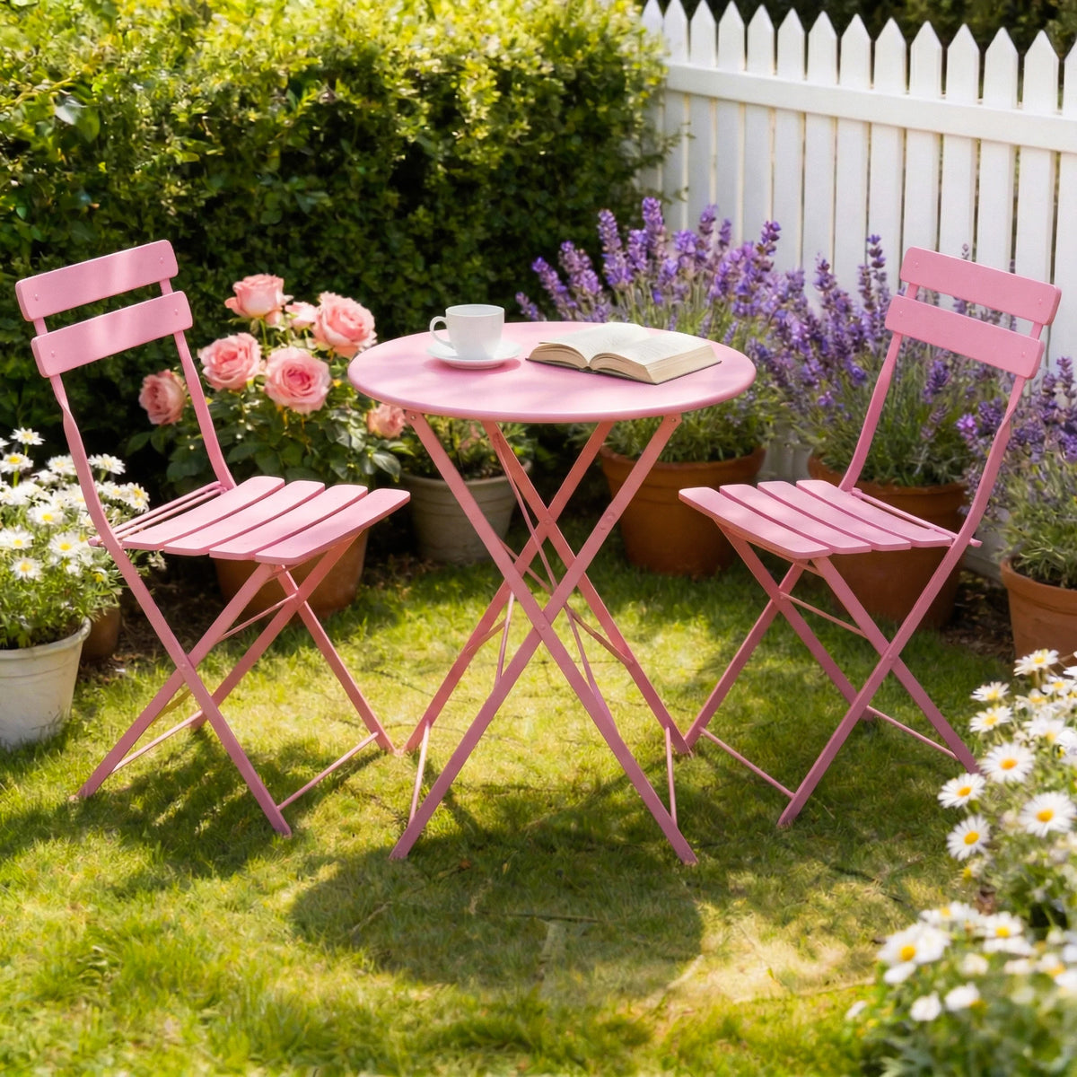 TUAREX Folding Steel Bistro Set For Outdoor Patio Furniture
