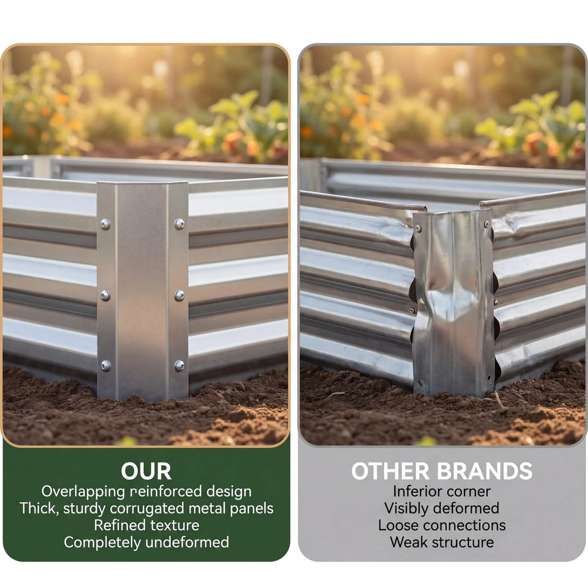 2 Pack 6x3 Ft Galvanized Steel Raised Garden Bed, Outdoor Above Ground Planter Box for Vegetables and Flowers, Metal Raised Bed for Gardening