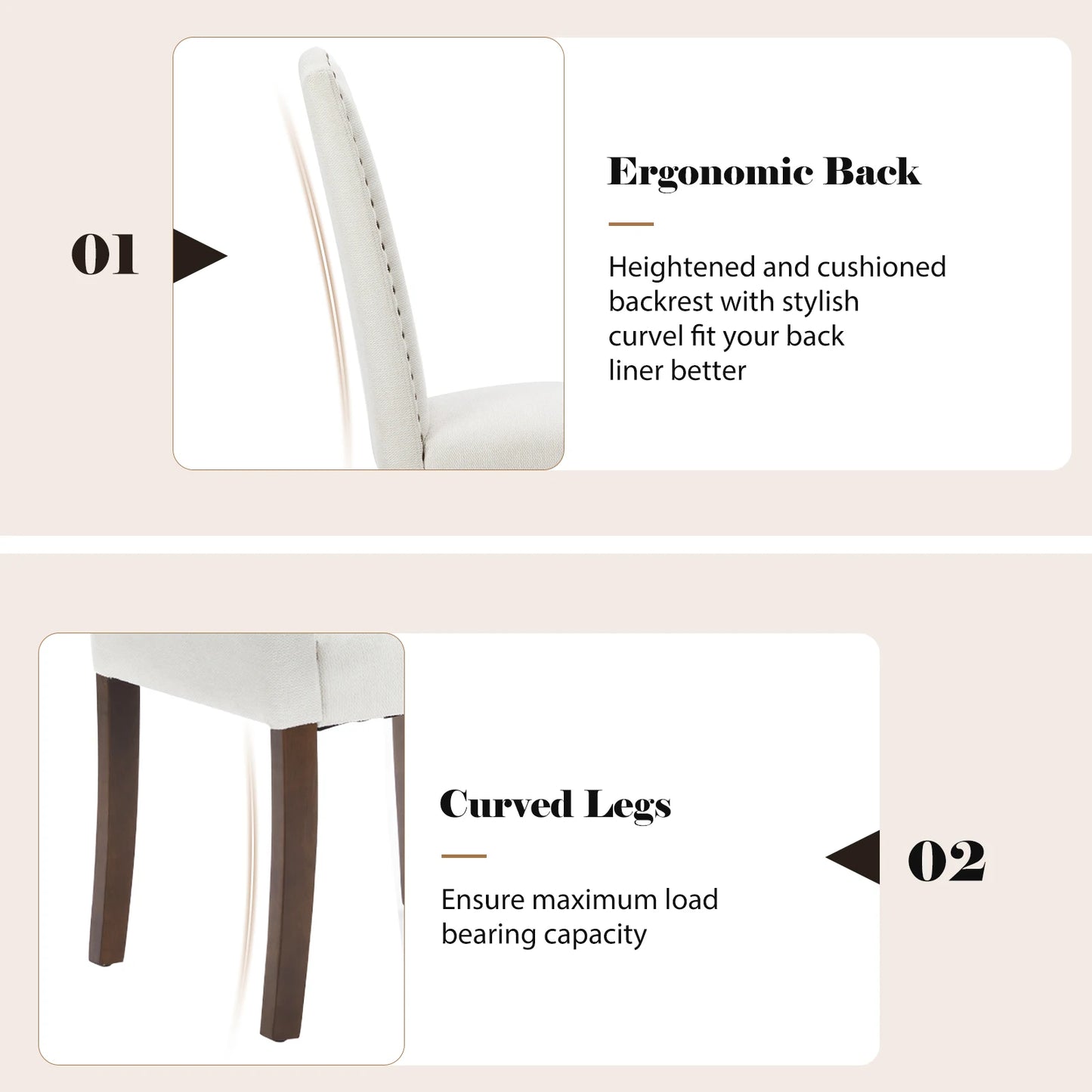 MCQ Fabric Dining Chairs With Upholstered Seats And Wooden Legs