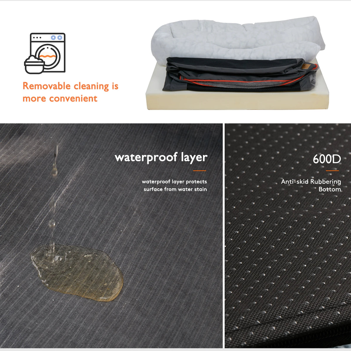 BINGOPAW Warm Fleece Dog Bed With Removable Washable Cover