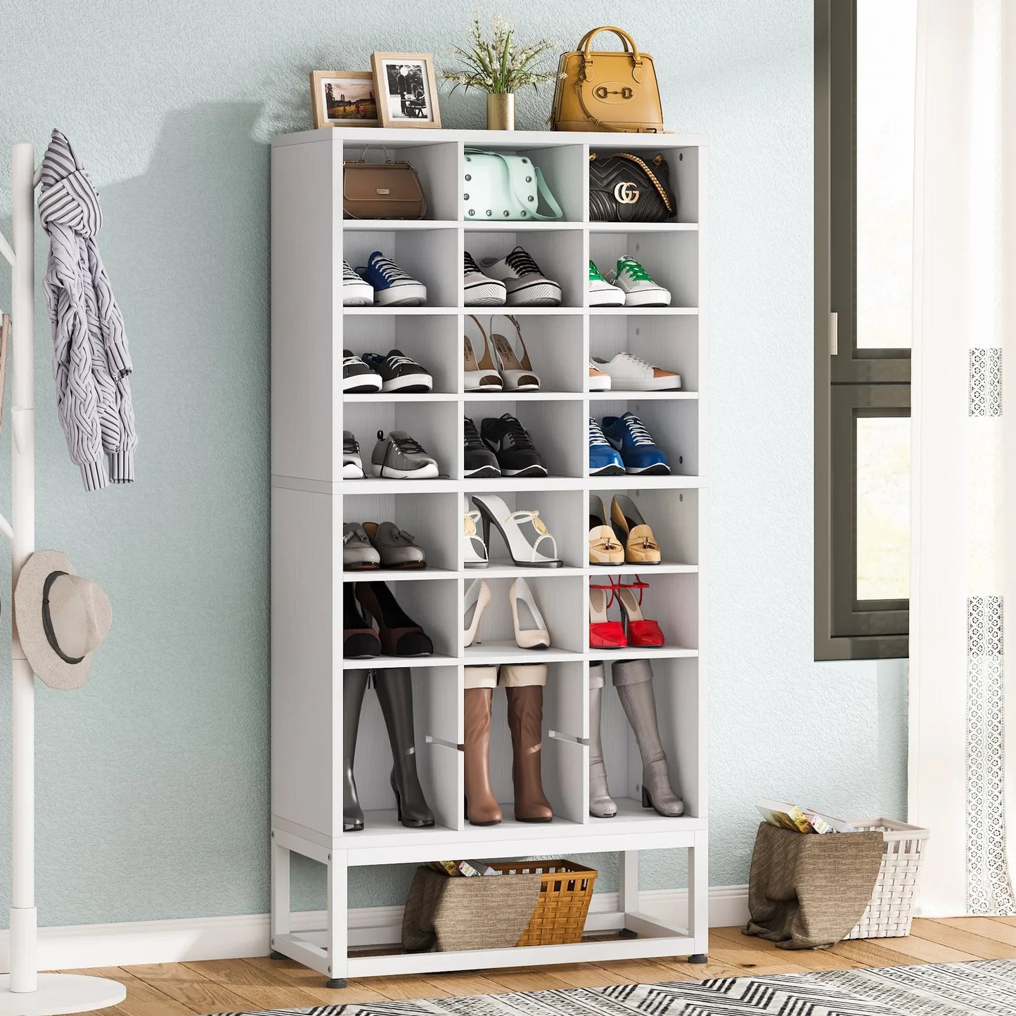 Tribesigns Wooden Display Shelf Shoe Cabinet Rack Stand