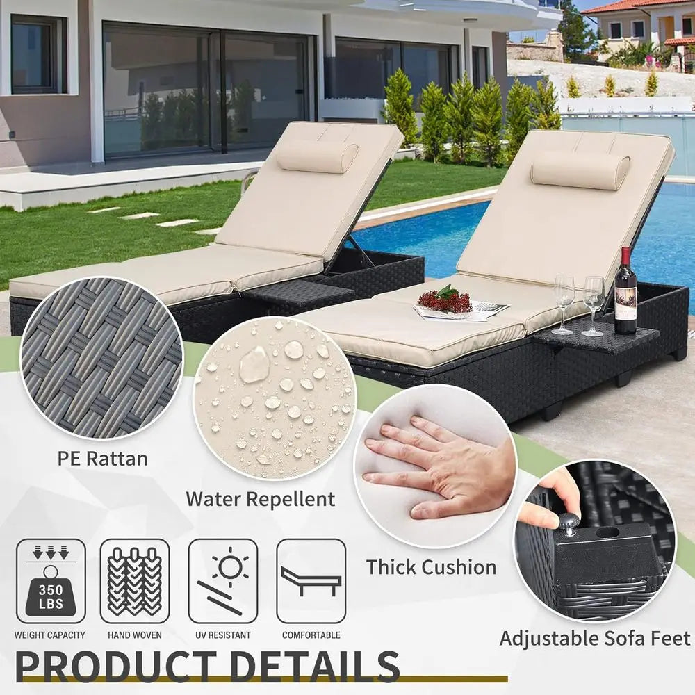 Rattan Reclining Outdoor Patio Furniture Set With Adjustable Backrest