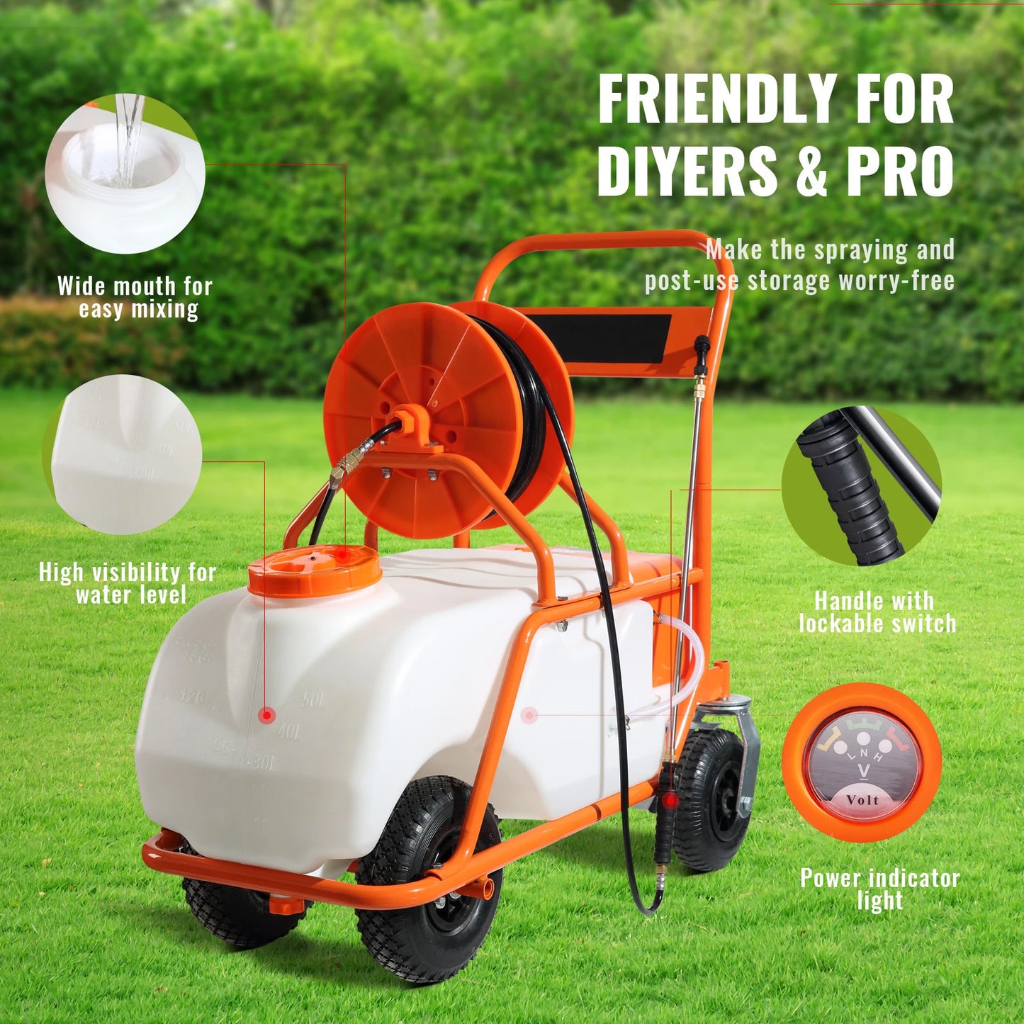 SucceBuy Battery Powered Wheeled Garden Weed Sprayer