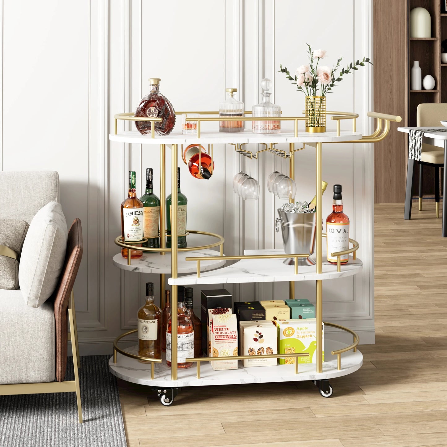 Twister CK Four Tier Rolling Bar Cart With Wine Rack