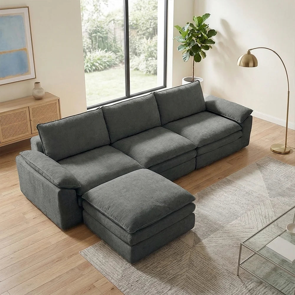 Modern Cloud Modular Sofa Set With Integrated Plush Foam Pillows