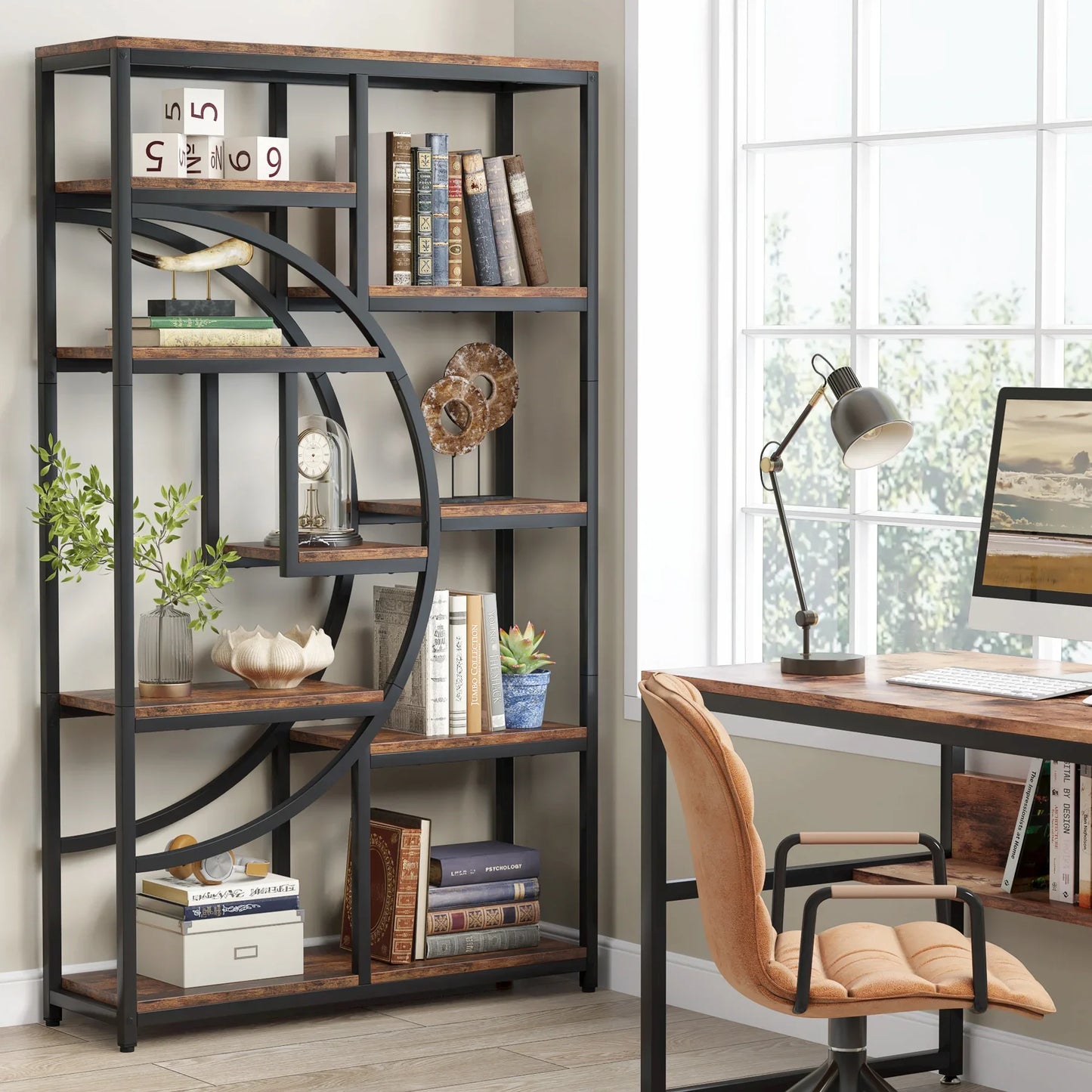 Tribesigns Industrial 5 Tier Bookshelf Freestanding Display Shelving Unit