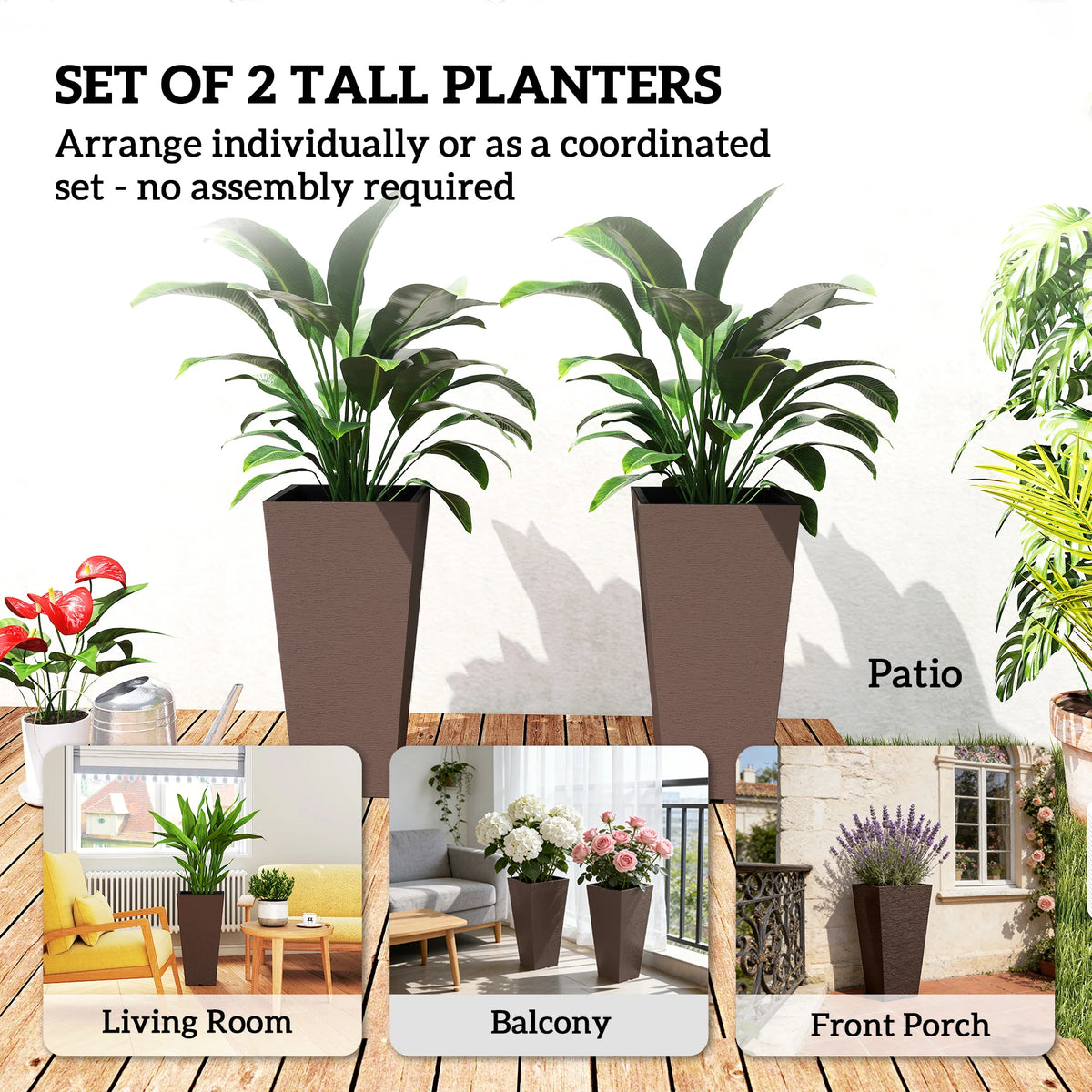 Outsunny Tapered Outdoor Planters Set For Welcoming Entryways
