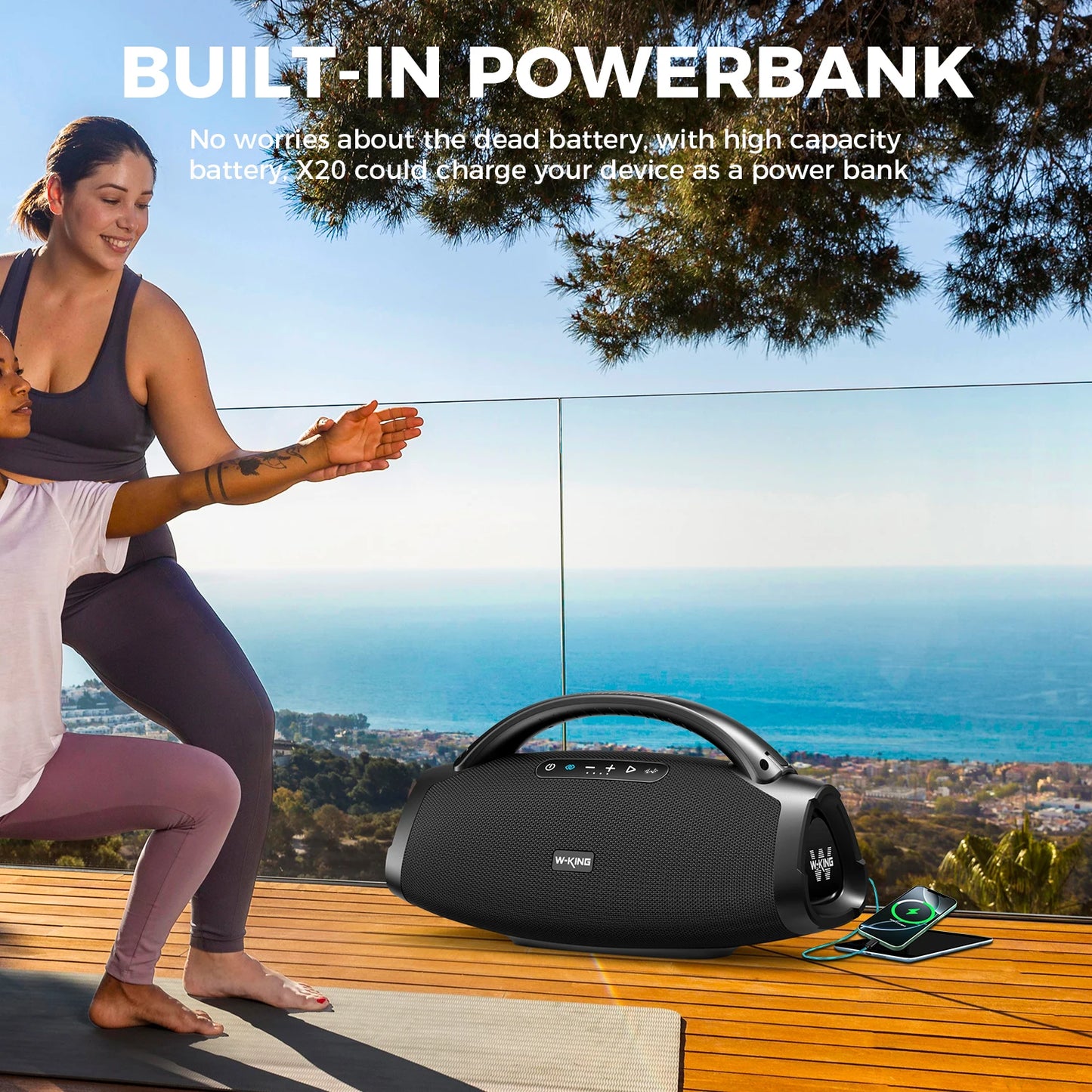 W-King X20 Portable Bluetooth Speaker With Powerful Bass And Waterproof