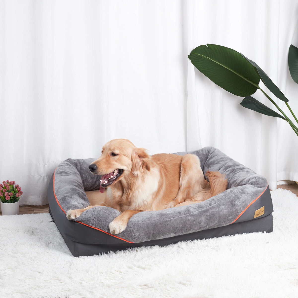 BINGOPAW Warm Fleece Dog Bed With Removable Washable Cover
