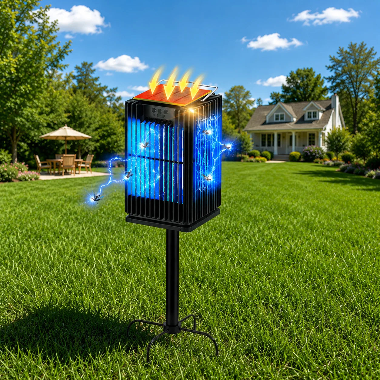 Solar Cordless Outdoor Bug Zapper With Night Light And Bracket