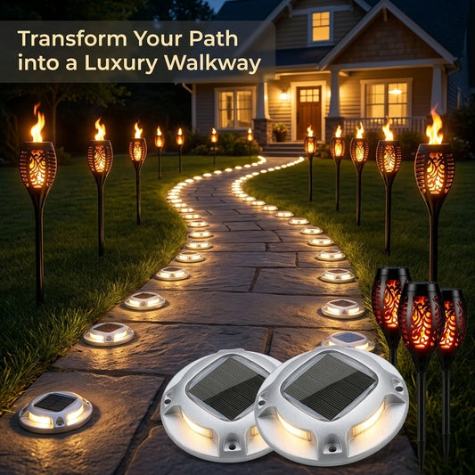 Solar Outdoor Flame Torch And Ground Lamps Waterproof Aluminum Led Pathway