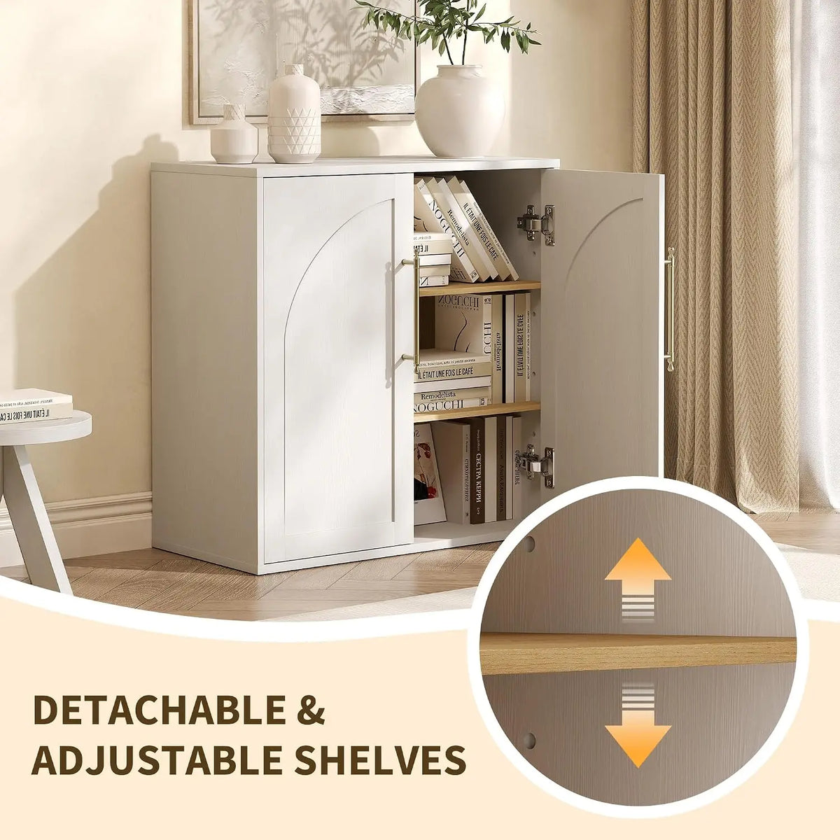 Garvee Arched Storage Cabinet With Adjustable Shelves