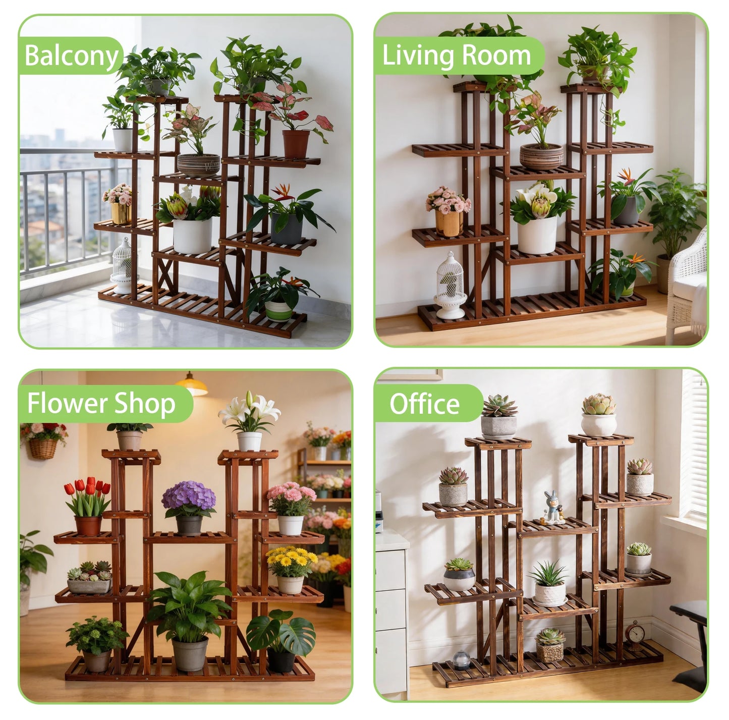 Wisfor Wooden Multi Tier Indoor Plant Flower Pot Stand