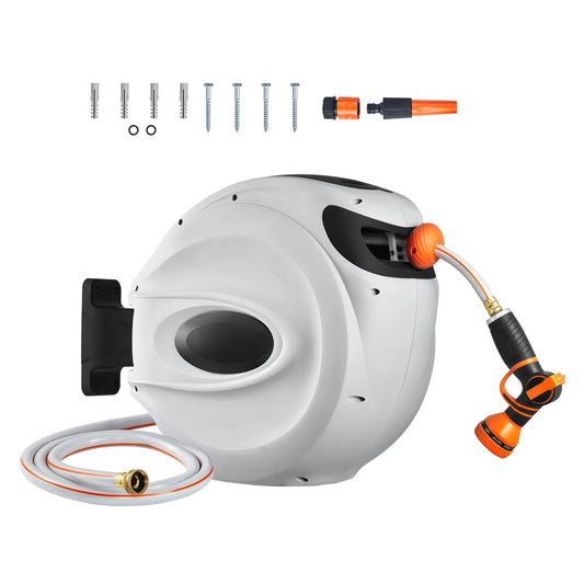SucceBuy Retractable Wall Mount Hose Reel 180 Swivel Nozzle