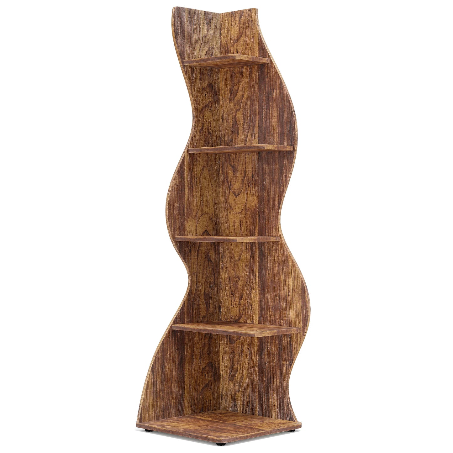 Tribesigns Five Tier Wooden Corner Wall Display Bookshelf