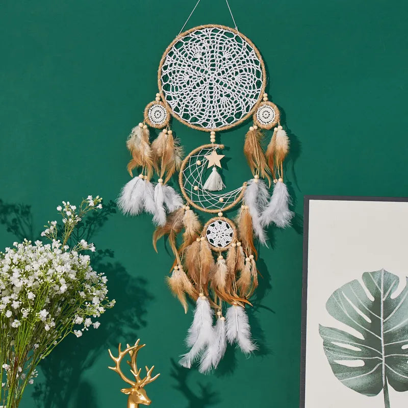 Handcrafted Moon And Sun Dream Catcher Bohemian Wall Decor