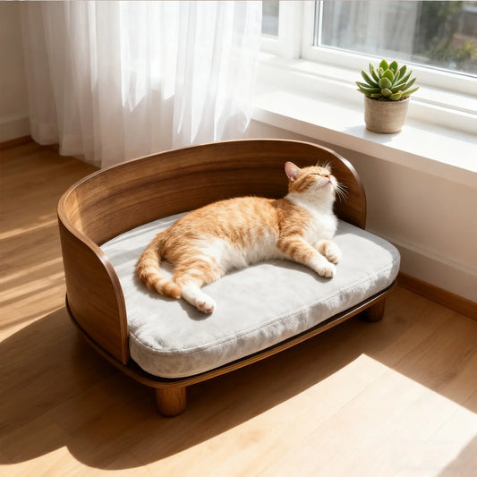 Borwart Eucalyptus Pet Sofa Bed With Cushion For Small Dogs
