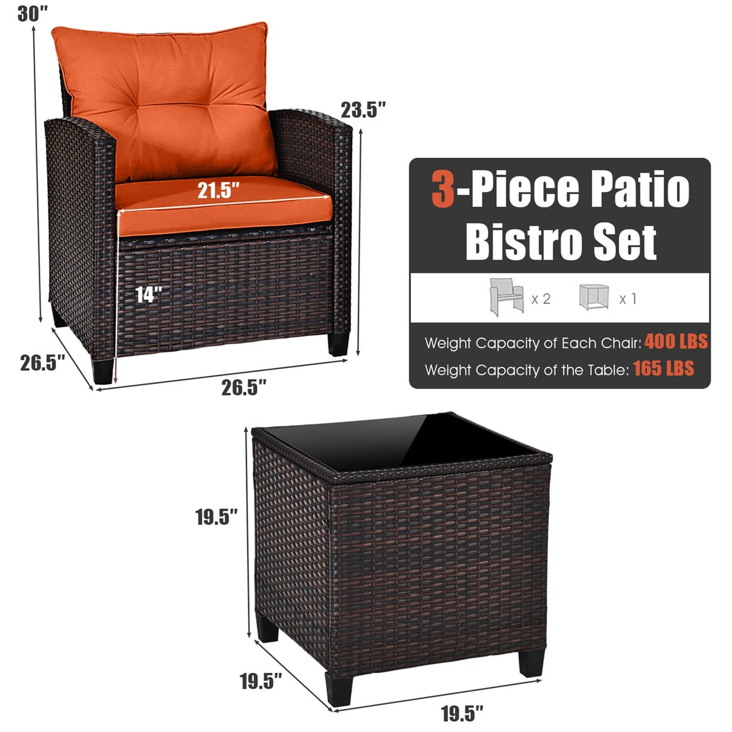 Homasis Outdoor Rattan Furniture Conversation Set With Cushions