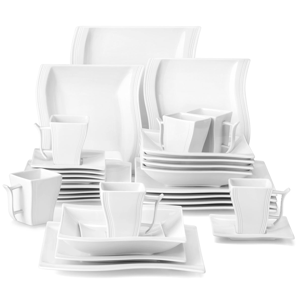 Malacasa Flora Elegant Ceramic Dinner Tableware Set For Home