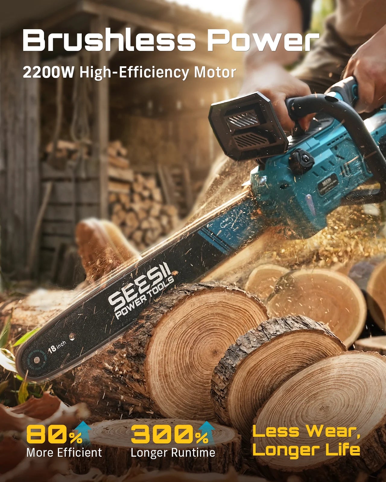 Seesii Cordless Brushless Chainsaw With Automatic Oiler System