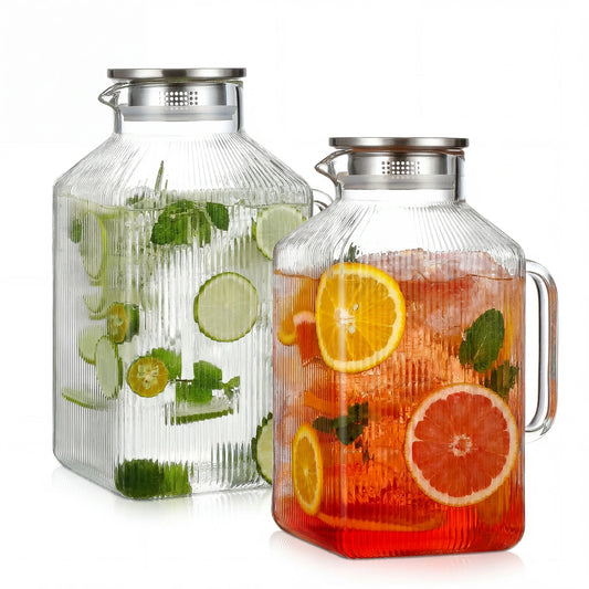 HiMISS Glass Water Pitcher With Strainer Lid For Beverages