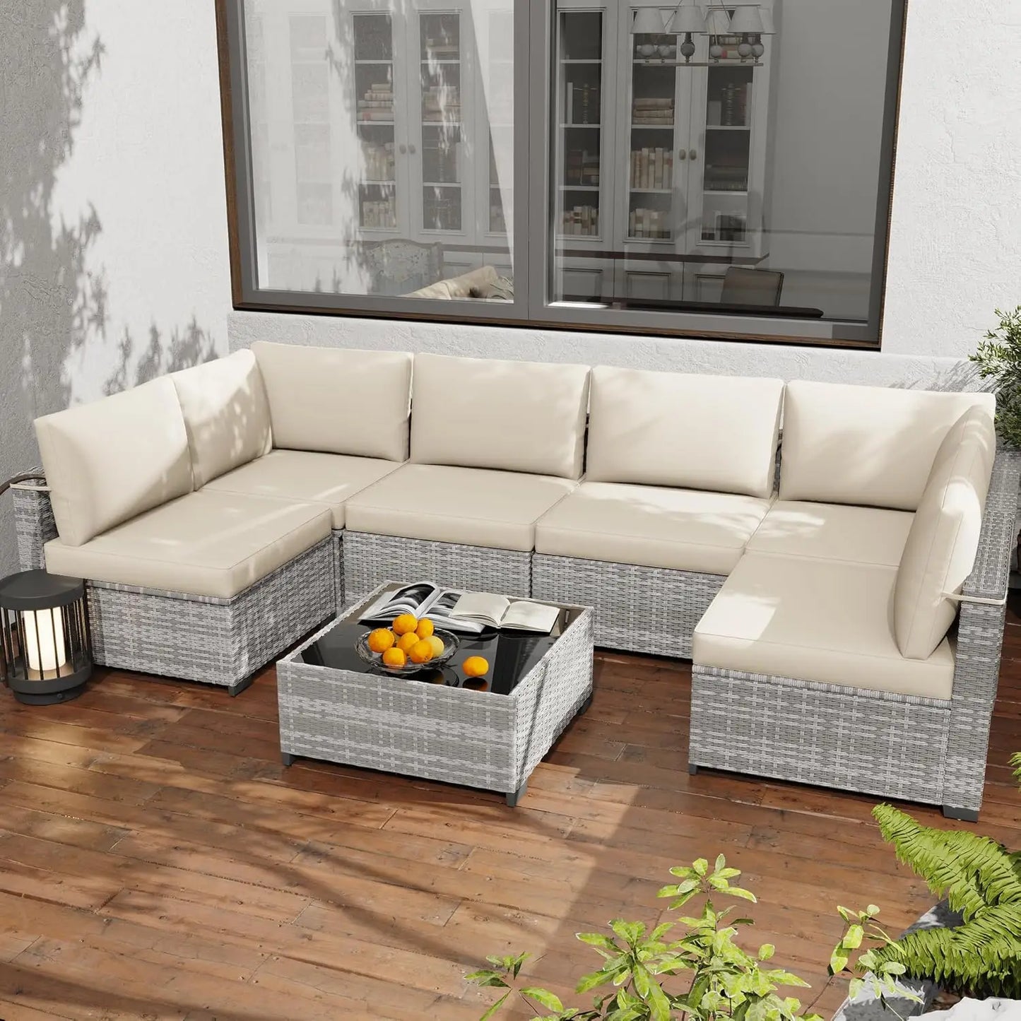 All Weather PE Rattan Modular Patio Sectional Conversation Set
