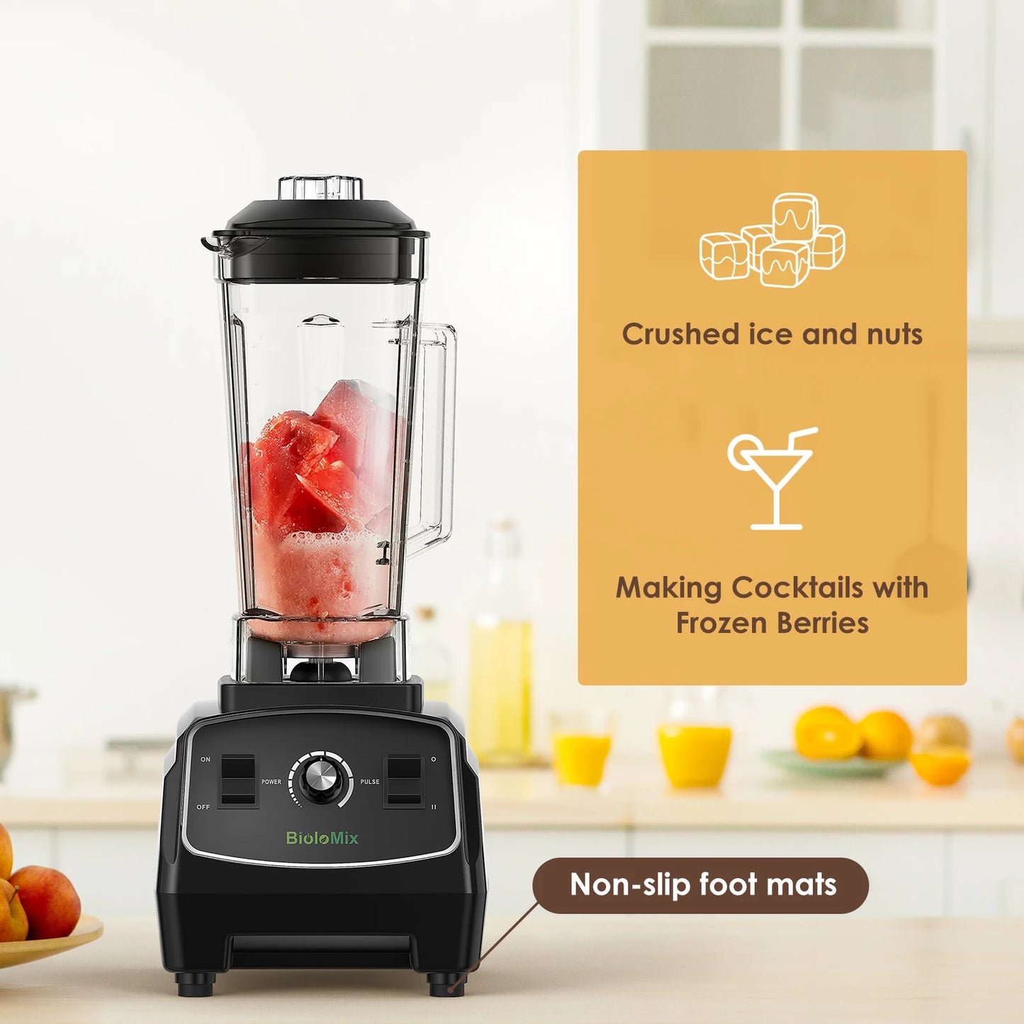 Biolomix Commercial 2200W Blender For Smoothies And Food Processing