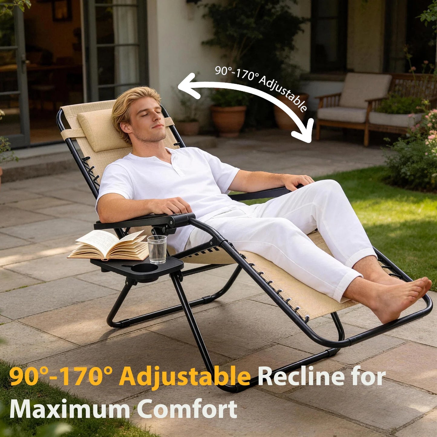 Jhk Zero Gravity Outdoor Folding Lounge Chairs With Cup Holder