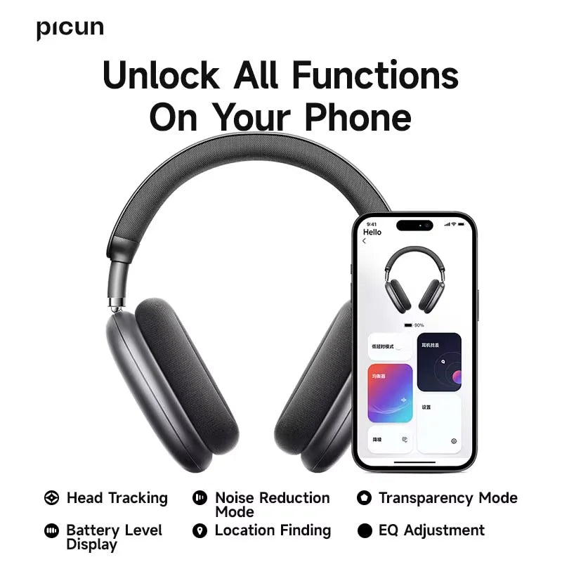 Picun Wireless Headphones With Active Noise Cancellation And Spatial Audio