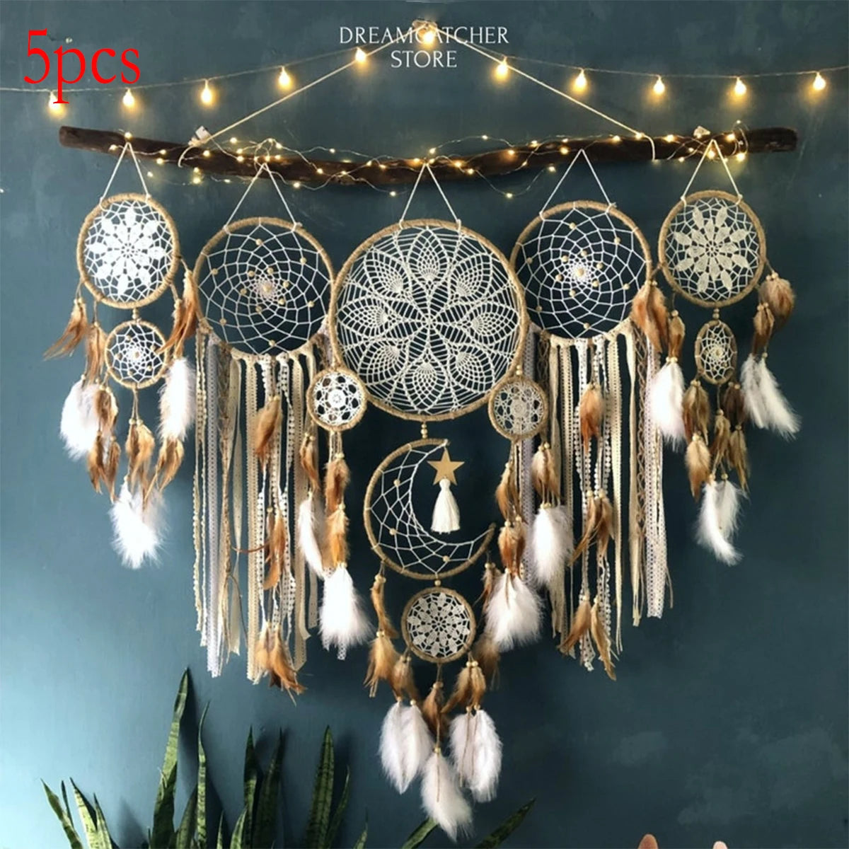 Handcrafted Moon And Sun Dream Catcher Bohemian Wall Decor