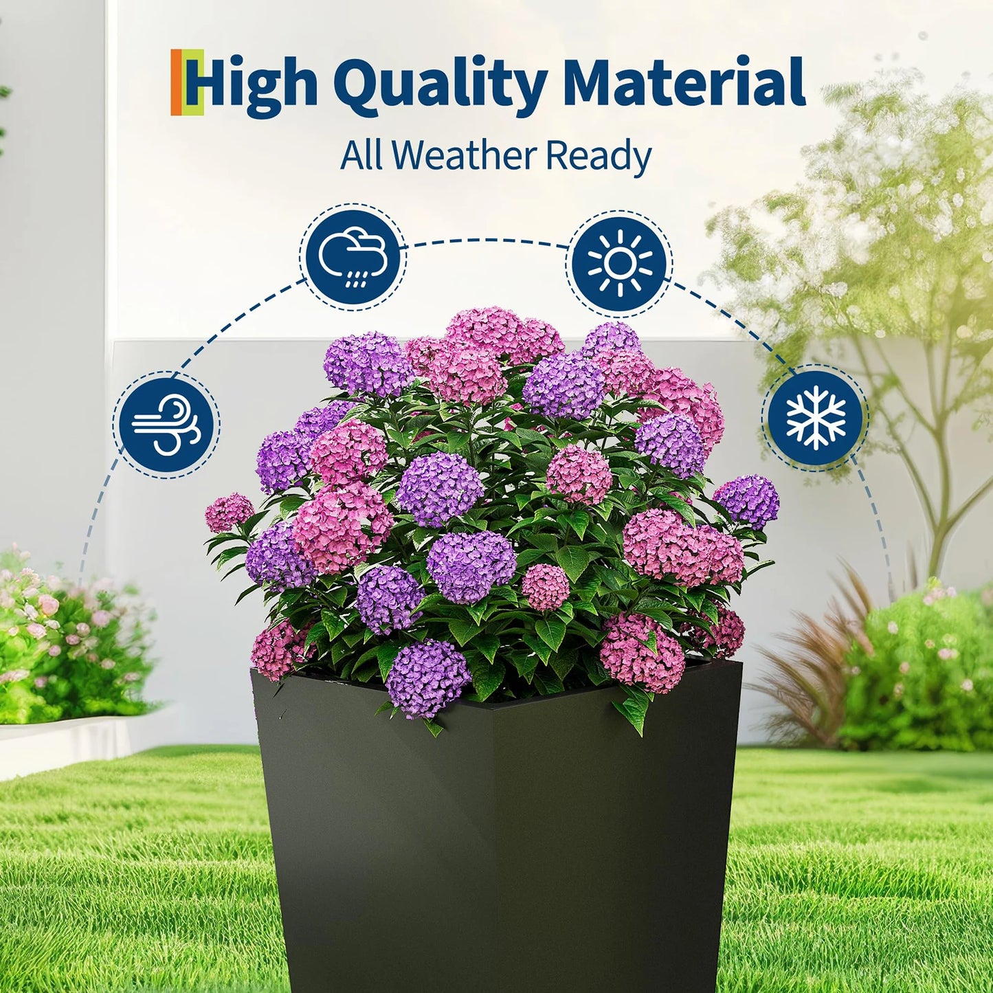 HiMISS Self Watering Flower Planters With Wheels And Drainage