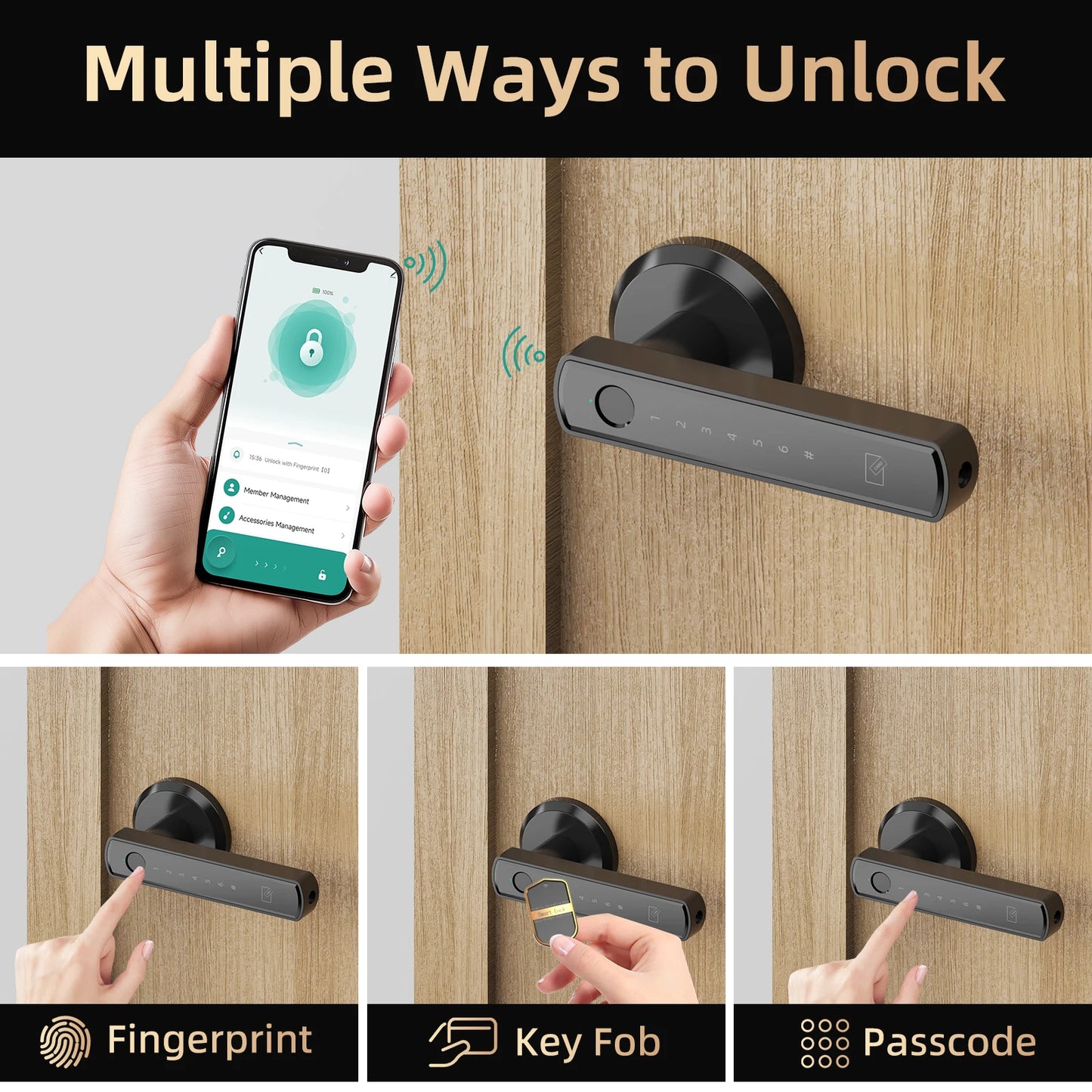 Viladepot Smart Handle Door Lock With Fingerprint And Keypad
