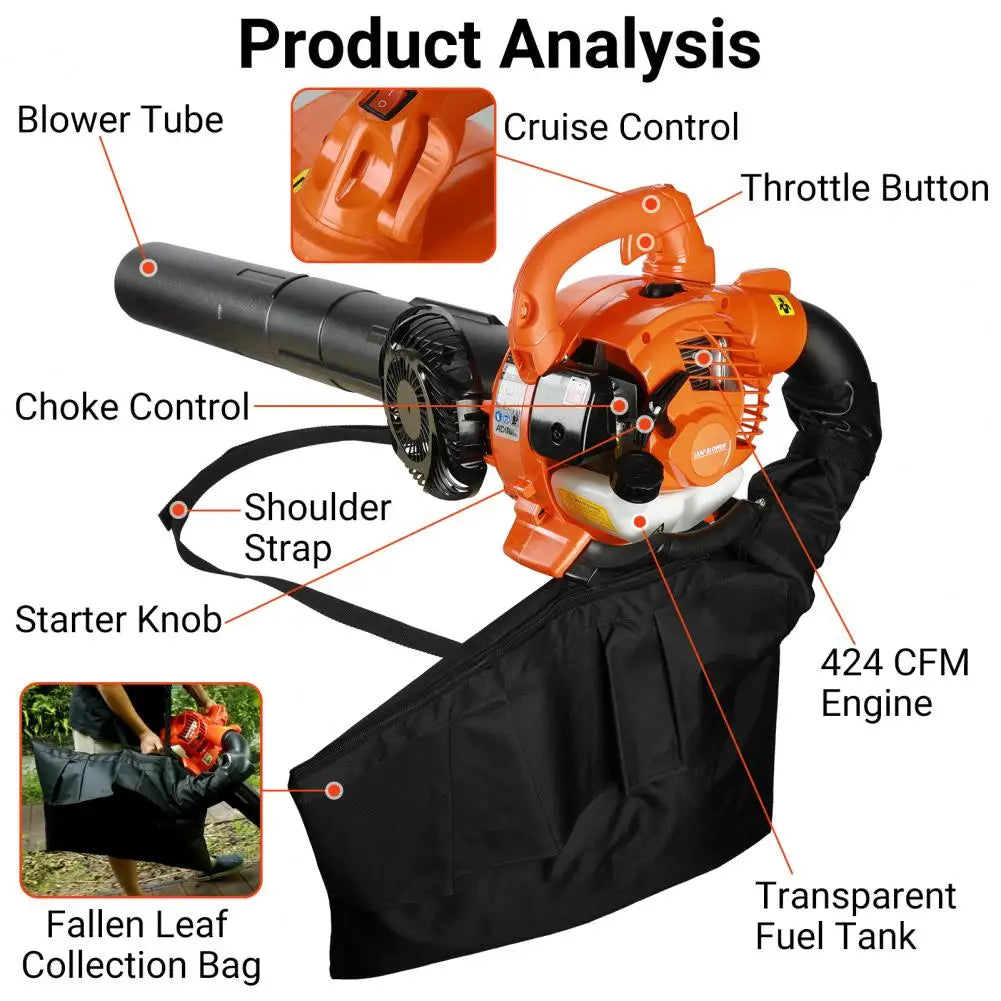 Professional Gas Powered Handheld Leaf Blower For Yard Cleanup