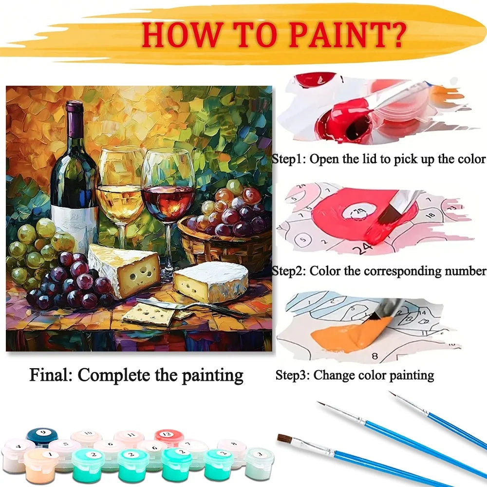 Adult Paint By Numbers Canvas Art Kit With Quality Craft Supplies