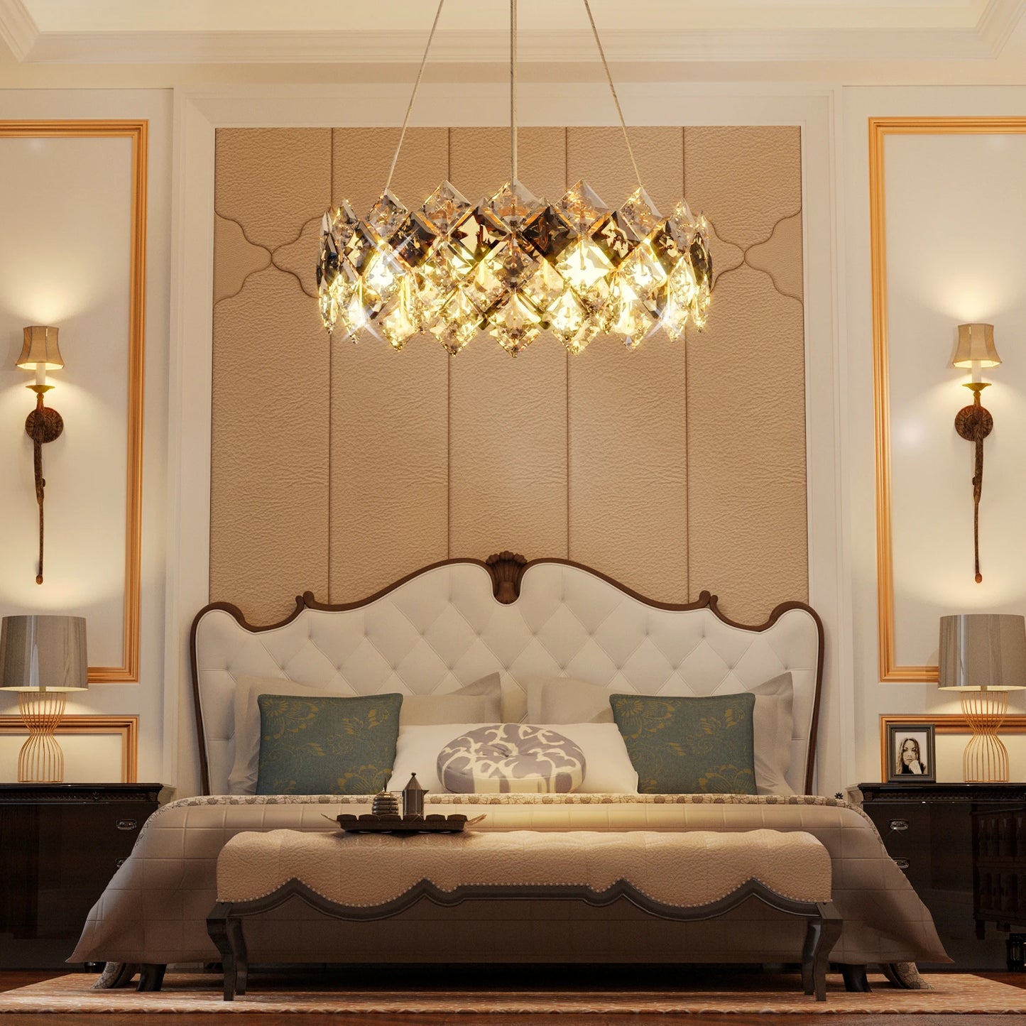 Luxury Crystal Chandelier Pendant Ceiling Light With Bulbs Included
