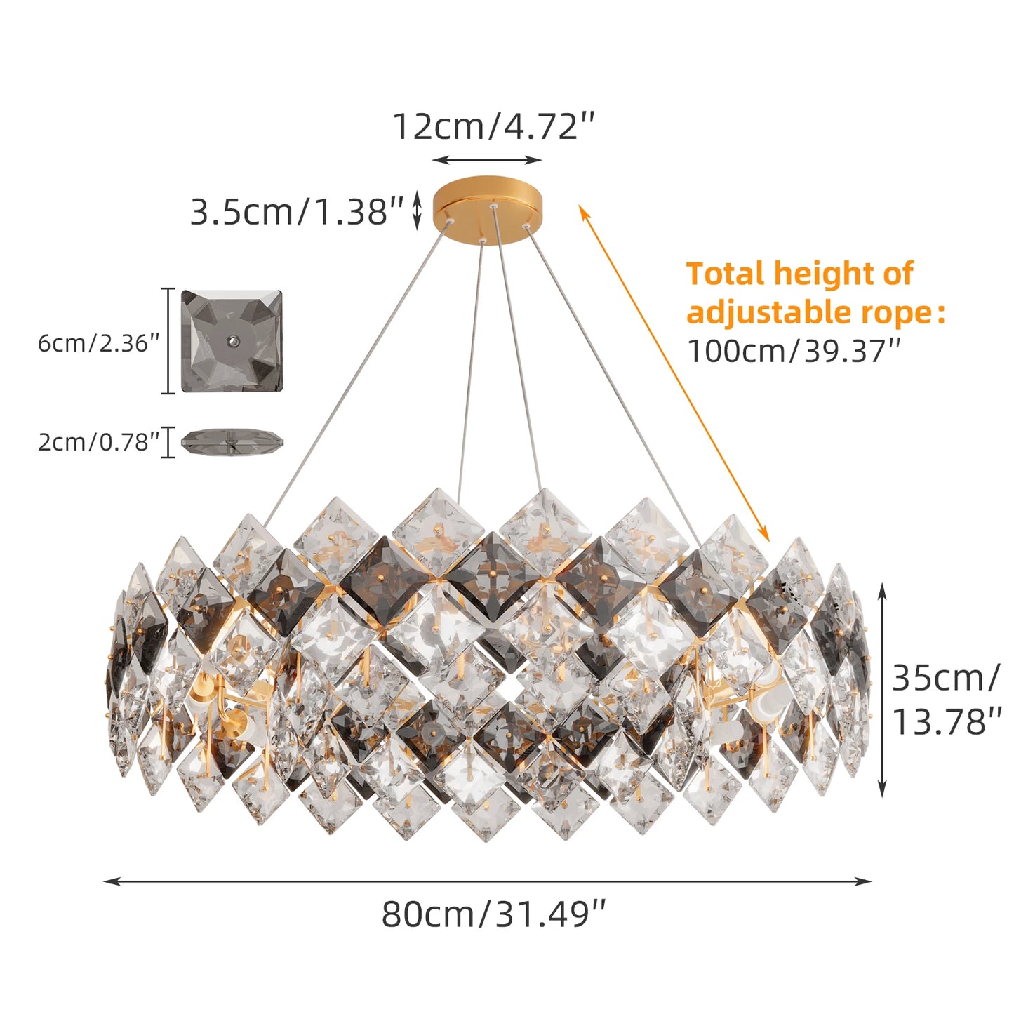 Luxury Crystal Chandelier Pendant Ceiling Light With Bulbs Included
