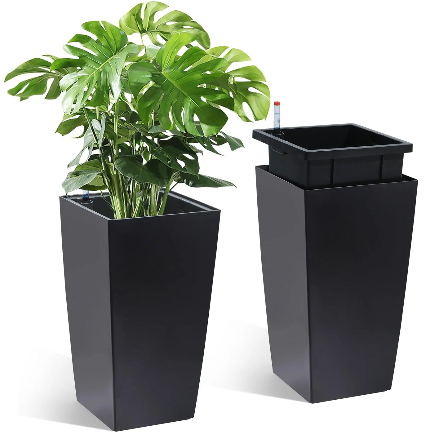 HiMISS Self Watering Planters Set Indoor Outdoor Flower Pots With Drainage
